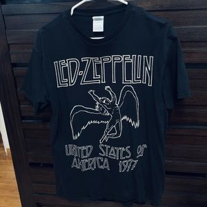 Used Led Zeppelin 1977 Black T shirt Size L